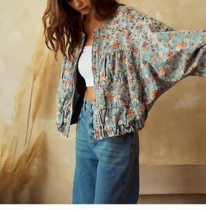 Floral Denim Jacket Size Medium
